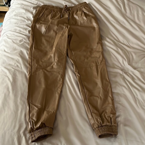 Zara tan leather joggers - Picture 3 of 6
